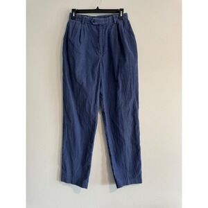 Lands' End Pleated Corduroy Trousers Womens 6 Blue High Waisted pants vintage